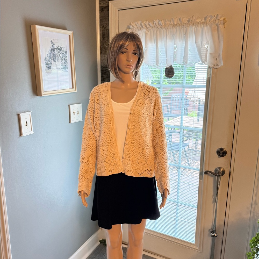 Vintage Liz Claiborne LizSport Crocheted Sweater SZ MED